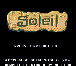 Soleil title screen for Sega Mega Drive